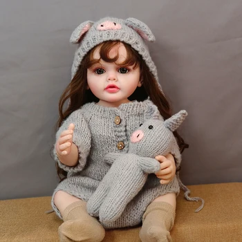 55 см, Изцяло Силиконова Възстановената момиче, Реалистична Новородено кукла-принцеса, Дете Bebe, Подарък За Рожден Ден, играчка за баня