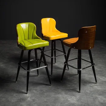 Кухненски стол с висока акцент, Луксозен Ретро италиански столче за хранене на един човек, Дизайнерски бар шезлонг Pliante, мебели за дома MQ50KT