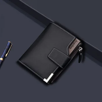 Мъжки портфейл Вертикална версия, модерен многофункционален държач за карти, цип, скоба за банкноти от изкуствена кожа, чанта за монети, рамка за снимка