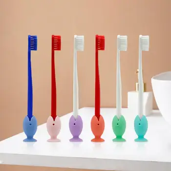 Сладък Поставка за четка за зъби, Преносим Пътна накрайник за четка за зъби, Силиконова издънка във формата на сладка рибка