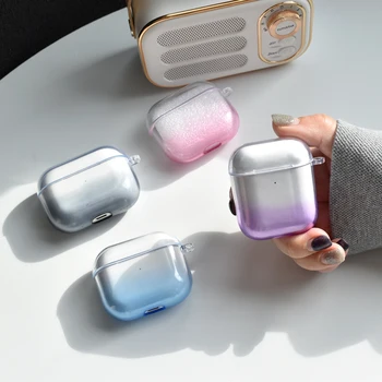 Прозрачен калъф за слушалки наклон цветове за Airpods 1 2 3 безжична обвивка Bluetooth за Airpods Pro 2, калъф за слушалки