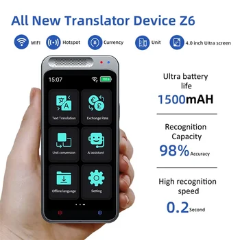 Преносим Аудиопереводчик Z6 Smart Voice Translation Подкрепа 138 езици В офлайн режим в реално време, Устройство за превод снимки