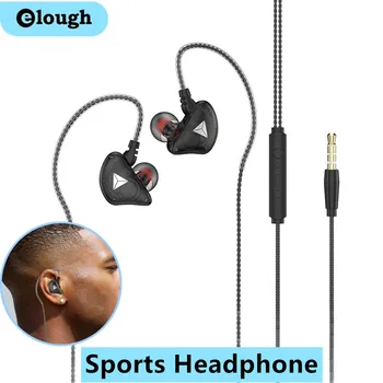 Спортни слушалки Elough, HIFI слушалки Super Bass, Водоустойчиви слушалки за бягане с микрофон, ухото на куката за всички мобилни телефони Xiaomi