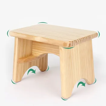 Стол от масивно дърво Без инсталиране на Малка поставка за краката Дървена пейка Заоблени дизайн Детски стол с Модерен минималистичен ниско столче