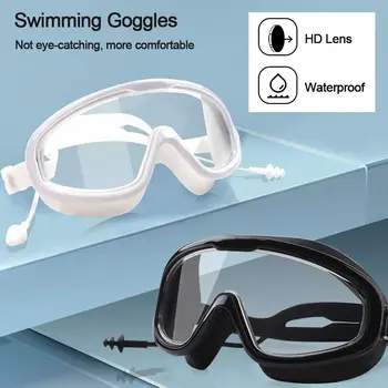 Очила за плуване на открито, устойчив на мъгла, с широк преглед, за гмуркане с шнорхел, очила за плуване с затычками за уши за възрастни и младежи