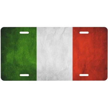 Регистрационен номер, знаме на Италия, Покриване на регистрационен номер, Алуминиева етикет в предната част на превозното средство, са за мъже, жени, 6X12 см, 4 отвора, покриване на регистрационен номер