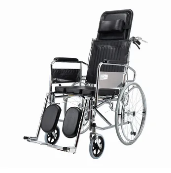 Сгъваема и преносима богат на функции преносим количка за инвалидна количка за възрастни хора с напълно разположен тоалетна