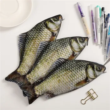 Креативен молив случай с имитация на солена риба, творчески забавен канцелярский е дело с голям капацитет, чанта за съхранение на студентски ученически пособия
