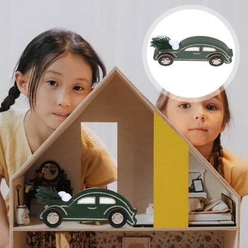 Мини Коледни Играчки Дървени Автомобилни Занаяти Декор на Работния Плот Коледно Украшение За Дома Централната украса на Масата