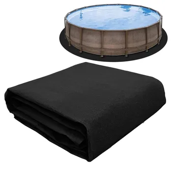 Кръгла Подложка за басейни, облицовки за басейни, защитни плат от филц за басейна, 4 метра черен цвят за басейн с дължина 12 метра
