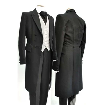 Смокинги, Мъжки костюми, Модерен Яке + Панталон, за да оформите от 2 теми, Сватба Облекло За Младоженеца, Оборудвана Официално Ревера с Козирка За Сватбен Костюм Homme