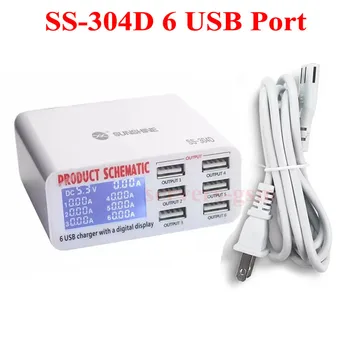 Ново SS-304D, SS-304Q, умно 6-пристанище USB зарядно устройство с дигитален дисплей Светкавица за зареждане на мобилен телефон, инструменти за ремонт