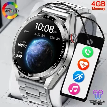 Новите Смарт часовници с 1,43-инчов AMOLED екран, винаги които показват време, часовник за гласови повиквания чрез Bluetooth, 4 GB Локална Музика, Мъжки Умен Часовник