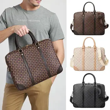 Луксозен фирмен нов куфарче за лаптоп 14 инча, бизнес чанта за мъжете, по-голямата голям мъжка кожена модна дизайнерска чанта на рамото