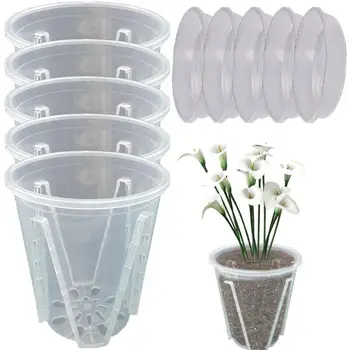 Прозрачни Градински Саксии за развъдници, Хранителна чаша за засаждане, Контейнер за развъждане на орхидеи, Хранителна чаша, саксия с дупки за въздух