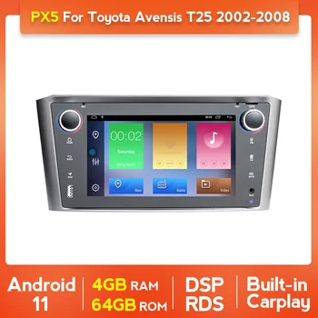 4G RAM 64G ROM Android 11 Авто Радио Мултимедиен Плеър За Toyota Avensis T25 2002-2008 Carplay Авто GPS Навигация Главното устройство Wifi