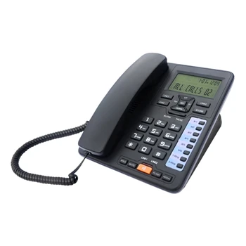 OFBK TC6400 2-линеен стационарен телефон с номер на обаждащия се, голям LCD дисплей