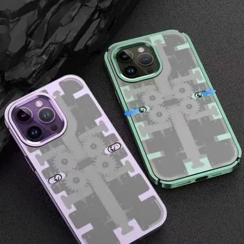 Калъф за телефон от алуминиева сплав Gear Машини за iPhone 14 13 12 PRO MAX 14 13 12 PRO, противоскользящий калъф, удароустойчив калъф