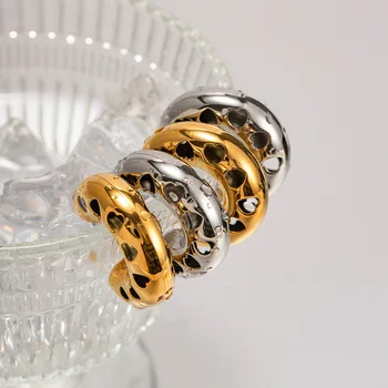 Нови Модерни Позлатени обеци-халки с куха тръбичка от неръждаема Стомана, масивни обеци-халки за жени, обеци-пръстени във формата на сърце, Бижута, Подарък