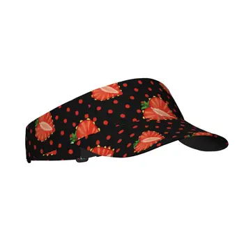 Лятна Солнцезащитная шапка С Регулируема козирка Отгоре, празно сърце от ягоди с дизайн на точки, Спортна солнцезащитная шапка за тенис, голф, бягане
