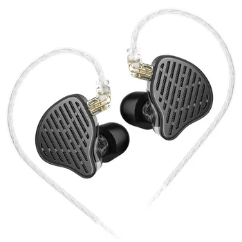 KZ X HBB PR2 Hi-Fi Слушалки в ушите с Плосък Двигател 13,2 мм, Плоски Слушалки с Големи Рога и басовым Монитор, Спортна Кабелни Слушалки с HD микрофон IEMs