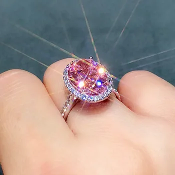 Микро-инкрустиран диамант с формата на яйце, цветна захар, циркон, луксозен темперамент, голям диамант с формата на яйце, годежен пръстен за жени