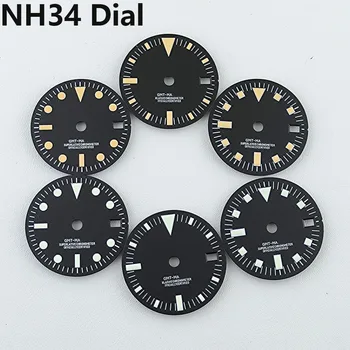 Циферблат NH34 Циферблат GMT Ретро циферблат Зелен Светлинен циферблат за часовници с механизъм NH34 Модифицирани скали Резервни части за часовници