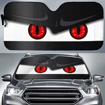 Червени Мультяшные Очите Авто Козирка По Поръчка Черен Цвят Автомобилни Слънчеви Очила Рефлектор Анти-UV Протектор Модерен сенника На Предното Стъкло