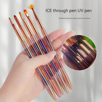 Зашеметяващ цветна дръжка, дръжка за фототерапия, Цветна писалка за рисуване, четки за дизайн на нокти, четка за маникюр, Акрил Градиентный UV-гел