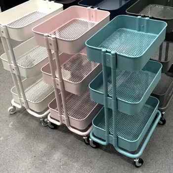 Мобилна модерна количка за кухненски остров, Луксозна стелаж, количка за хранене, количка за съхранение на кухненските мебели Carrito Organizador