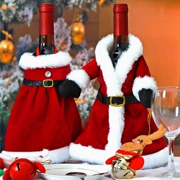 Ръкав за бутилка вино за Коледа, Креативен Интериор, Нов комплект, чанта за вино, Настолна бутилка, Рокля, Златно Вино за Вечеря, Коледен Velvet година