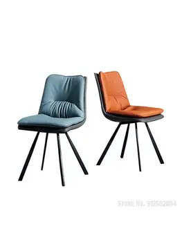 Скандинавски луксозен стол за хранене от двойно тъкан, с начало модерен проста маса за хранене, стол, стол с кожена облегалка, маса за хранене, стол с крака от въглеродна стомана
