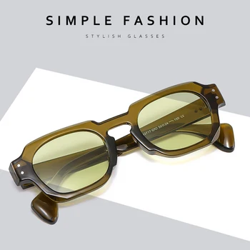 Модни Vintage Слънчеви очила За Жени, Луксозен Марка, Дизайн, Квадратни Прозрачни Океански лещи, сенки Uv400, Реколта Мъжки Слънчеви Очила с нитове в стил пънк