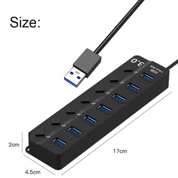 7 Портове USB хъб 3 0 Високоскоростен мулти USB сплитер OTG Адаптер За Xiaomi Lenovo PC Компютърни аксесоари 30/120 см