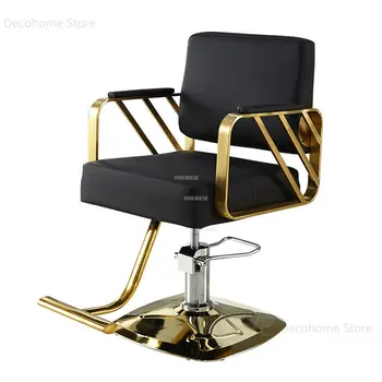 Просто grooming стол, Леки Луксозни фризьорски столове от неръждаема стомана, Съвременна стол за подстригване, Салонная мебели, Отвличане на Въртящо се кресло