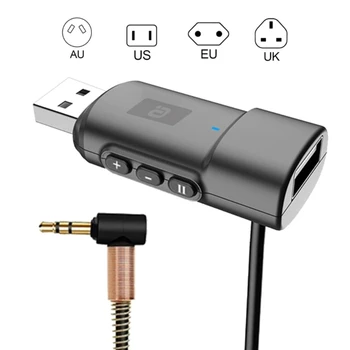 Безжична Автомобилен приемник USB, съвместим с Bluetooth 5,0 3,5 мм, АудиоАдаптер UDisk, Възпроизвеждане на музика хендсфри