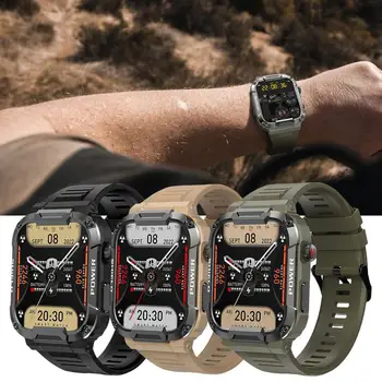 Мъжки Смарт часовници за Android, IOS, водоустойчив полноэкранные спортни часовници с Bluetooth-разговори, здрава военна пътечка за фитнес
