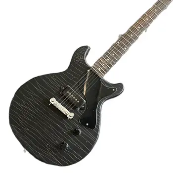 Гореща разпродажба, фабрична индивидуална черна проблемната електрическа китара с високо качество