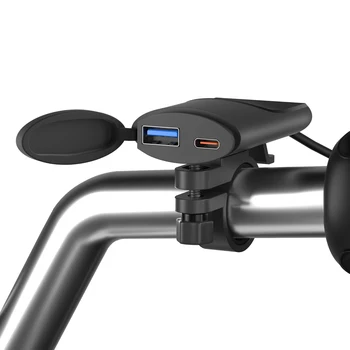 Зарядно устройство за мотоциклет, устанавливаемое на превозното средство В 12-24 В USB Type-C QC3.0 PD, адаптер за двойна бързо зарядно за цифров фотоапарат на iPad Phone