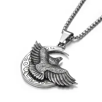 Мъжки медальон във Формата на Орел От неръждаема Стомана с Тотем като Лунната Птица, колие, бижута, Аксесоари, Безплатна Доставка
