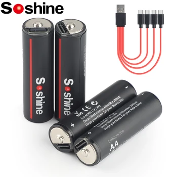 Soshine USB AA 2600mWh Литиеви батерии от 1,5 2600mWh Литиево-йонна Акумулаторна батерия с USB кабел 4-в-1 за мишка с дистанционно управление