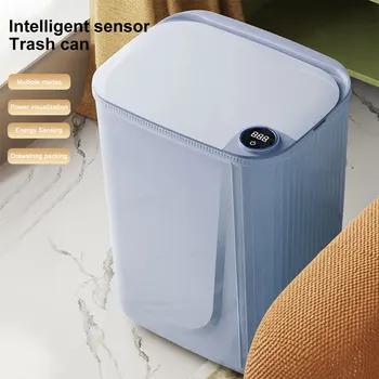 Автоматичен сензор Пречка Кошчето за боклук с капак 20Л Домакински кошче за отпадъци Type C Индикатор за зареждане на батерията за домашна кухня на Всекидневна