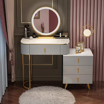 Луксозен Тоалетка с огледало за Тоалетка масичка в спалнята, Огледало за съхранение чекмеджето, Масичка за грим, Мебели за хотели Nordic Meubles De Chambre