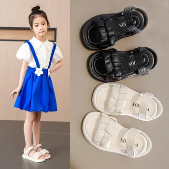 Модни сандали за момичета, Лятото 2023, Нова детски обувки Принцеса подметка, среден размер, детска спортна плажни обувки