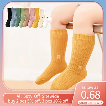 Детски Къси Чорапи с буквата R, Меки Памучни Чорапи Дишащи за Деца, Soild Color, За Новородени, За Момчета И Момичета, За Бебета, Sokken Calcetines