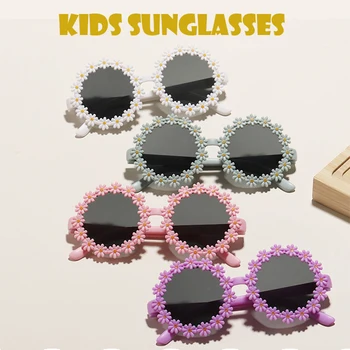 Vaneasel 2 бр./компл. Летни улични детски слънчеви очила с с анимационни цвете UV400 в комплект с безплатен футляром за очила и кърпа