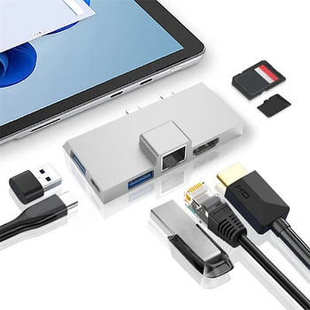 ХЪБ USB 3.0 5 Gbit/с 1000 Мб/с 4k, HDMI, Докинг станция за Surface Pro X/9/8 с Двоен Интерфейс Type-C USB Сплитер Аксесоари За преносими компютри