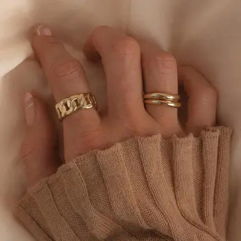 Нови Модни бижута, Аксесоари, Брънка на веригата от неръждаема стомана, пръстен на пръста си, Открито Регулировочное пръстен, Бордюрное брънка, халка за жени