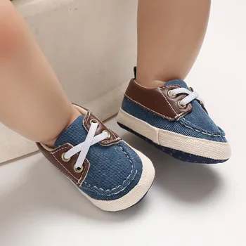 2023 Нова детски обувки, ежедневни нескользящие меки детски парусиновые маратонки, удобни първите количка за малките момчета и момичета, Тъканно обувки за новородени