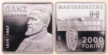 Унгария 2014 Изобретател на Абрахам Ганц 2000 Форин Квадратна възпоменателна монета UNC 100% Оригинал